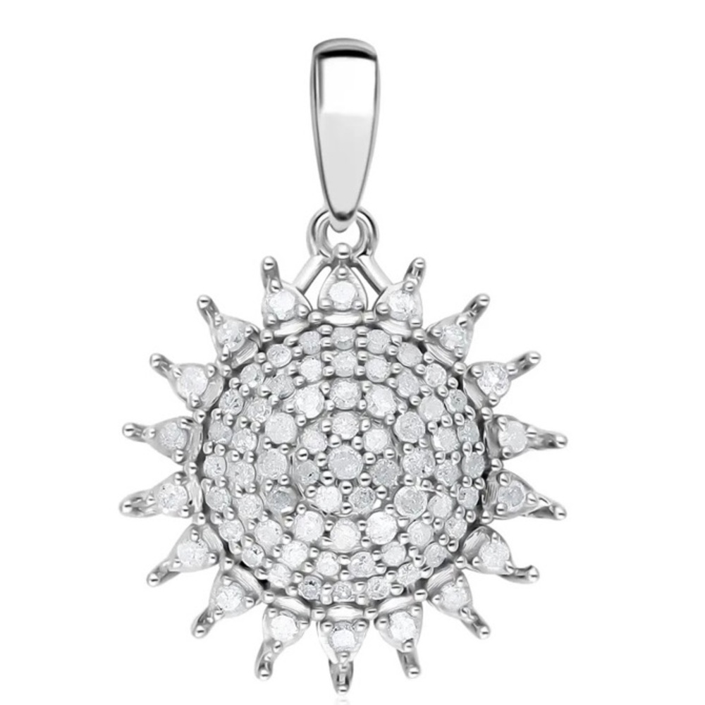 NWT Diamond Sunburst Pendant in Platinum over .925 Sterling Silver .50 carat!!!